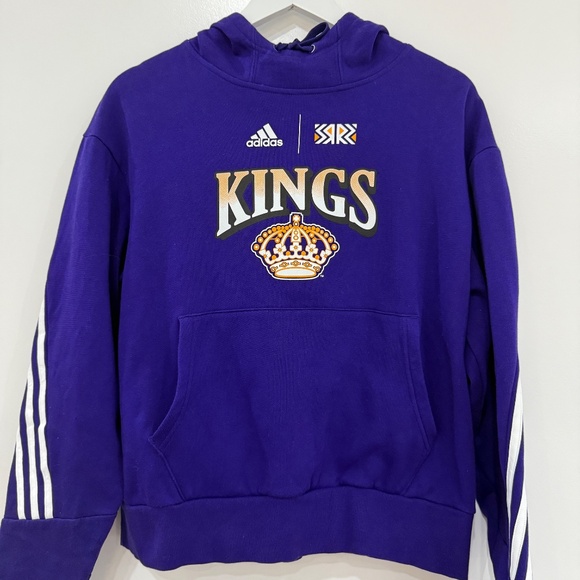 Adidas LA Kings Hockey NHL Purple Pullover Hoodie Sweatshirt Women's Small EUC - Picture 2 of 8